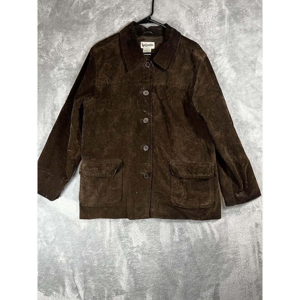 Bagatelle Jacket Womens Large Brown Suede Leather Shacket Casual Preppy